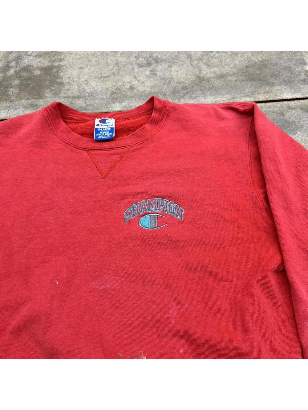 vintage champion made in usa red small logo crewneck size xl - Picture 4 of 6
